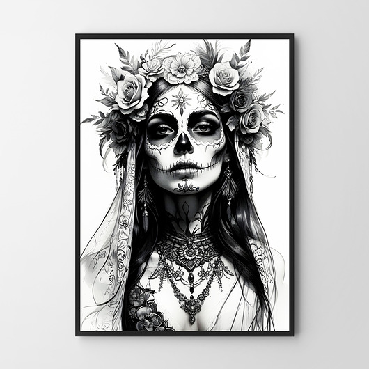 plakaty Plakat Czaszka Kobieta  Halloween