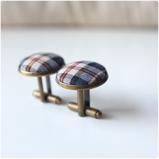 retro fabric - spinki w kratkę 2 kameLeonia