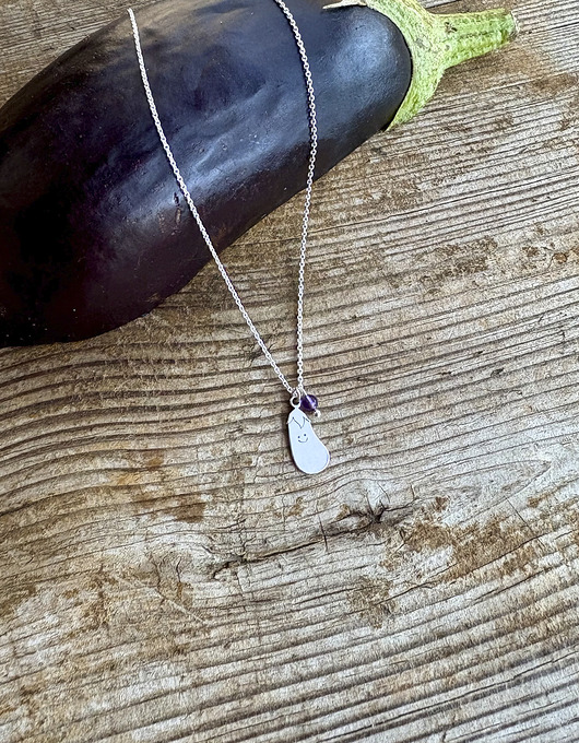 srebrne naszyjniki Bakłażan- Happy Aubergine- Naszyjnik