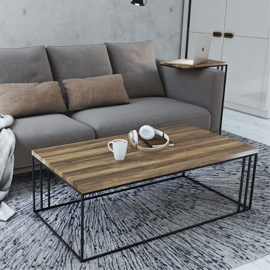 stoliki kawowe Stolik kawowy 100X50 lity dąb i stal
