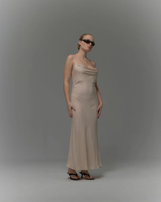 sukienki midi damskie Sukienka Bow pearl beige
