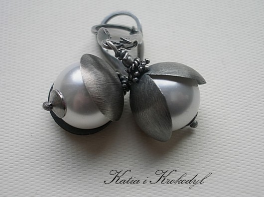 Perły w muszlach -silver Katia i krokodyl