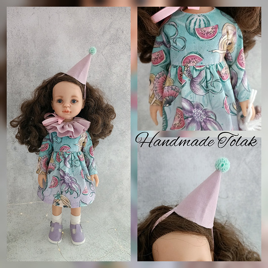 lalki Handmade ubranka dla lalek Paola Reina 32cm  sukienka i czapka urodzinowa nowy
