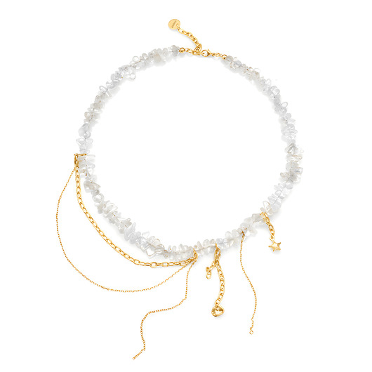 złote naszyjniki Naszyjnik z kryształem górskim i pozłacanymi zawieszkami RARE