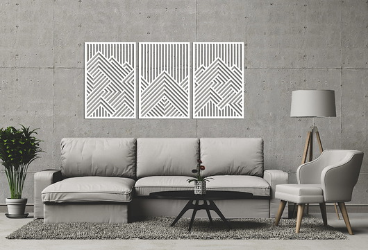 Ozdoby na ścianę 3D DEKORACYJNE PANELE GEOMETRYCZNE, NOWOCZESNA DEKORACJA ŚCIENNA, BIAŁY