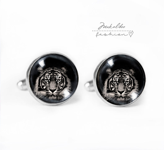 spinki do mankietów Spinki - Tiger for  Gentlemen - MAKALIBOO + Box