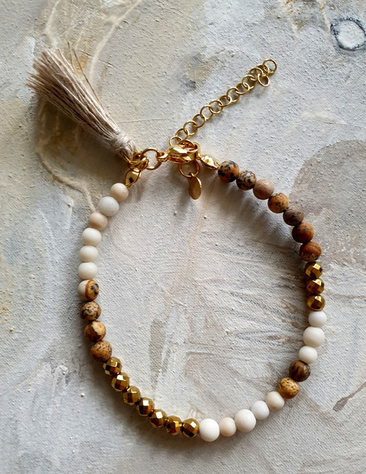 bransoletki z kamieni naturalnych Bransoletka MULTI MIDI jaspis obrazkowy, kamień rzeczny,hematyt