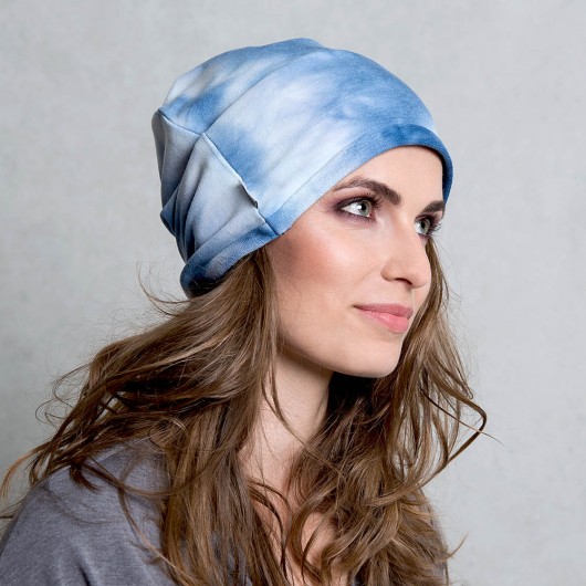 Czapka Beanie DRES Granat Denim Batik Tie Dye CADOaccessories