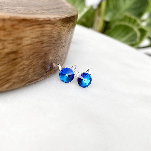 kolczyki srebrne KOTY! kolczyki srebrne - kryształy Swarovski Bermuda Blue (mniejsze)