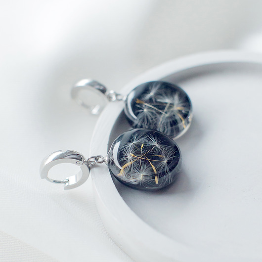 kolczyki z żywicy Kolczyki z rzęsek dmuchawca