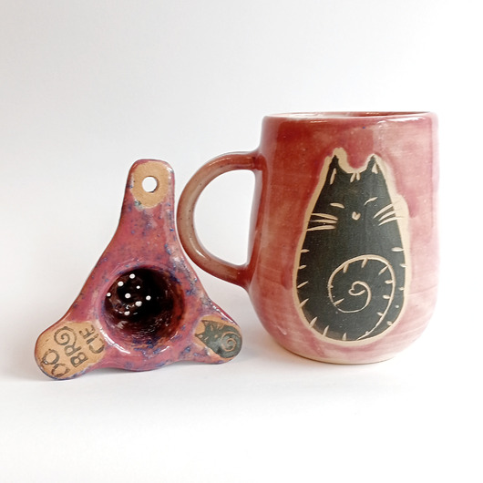 kubki Kubek z kotem i sitkiem