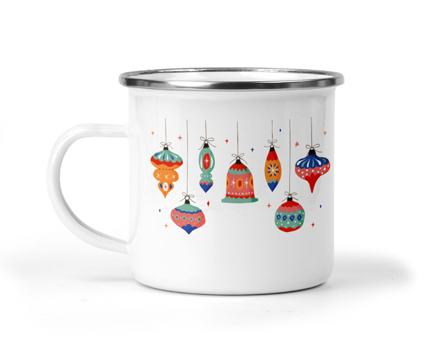 kubki Świąteczny kubek metalowy bańki