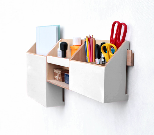 biurka Organizer drewniany  - zestaw przyborników na ścianę