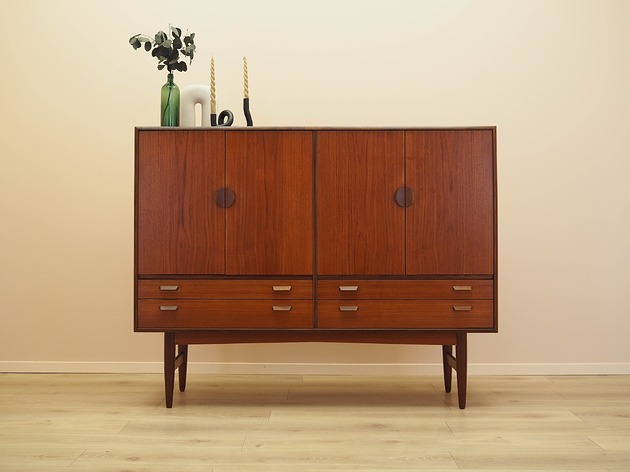 komody Highboard tekowy, duński design, lata 60, produkcja: Dania