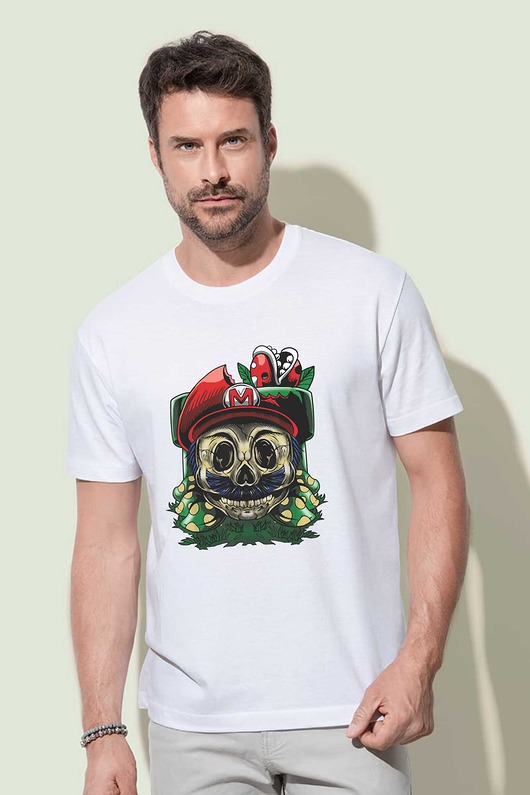 Koszulka organiczna z nadrukiem Mario Skull ART ORGANIC