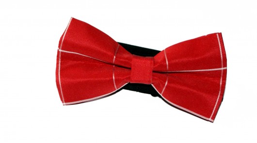 Mucha gotowa bowstyle czerwona w białe paski bowstyle