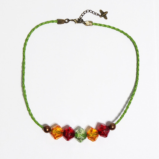 korale Naszyjnik - Kolorowy, zielony, czerwony