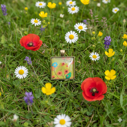 wisiory 6842 Radosny Wisiorek "Łąka pełna kwiatów".