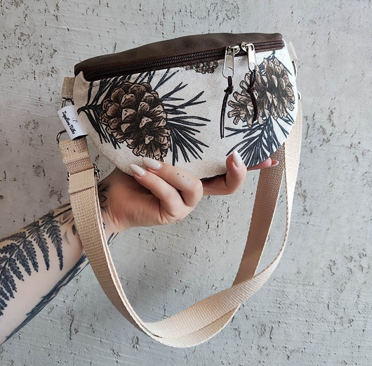 saszetka nerka Nerka półksiężyc unikat gałązki choinek szyszki