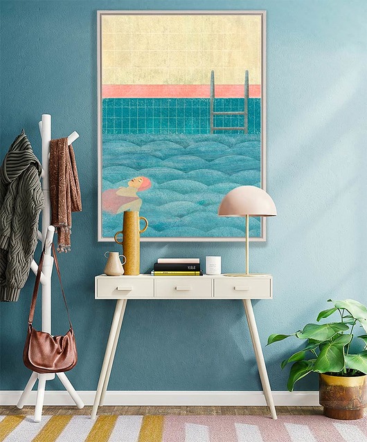 plakaty Dziewczyna w basenie - plakat autorski