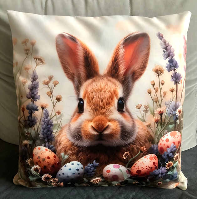 poduszki z grafiką Poduszka ozdobna welurowa z królikiem