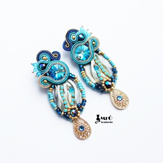 Bermuda Blue-soutache z jedwabiem shibori Mró Soutache