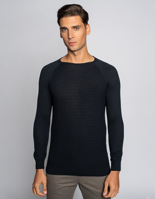 swetry męskie Sweter męski lerici o-neck granatowy
