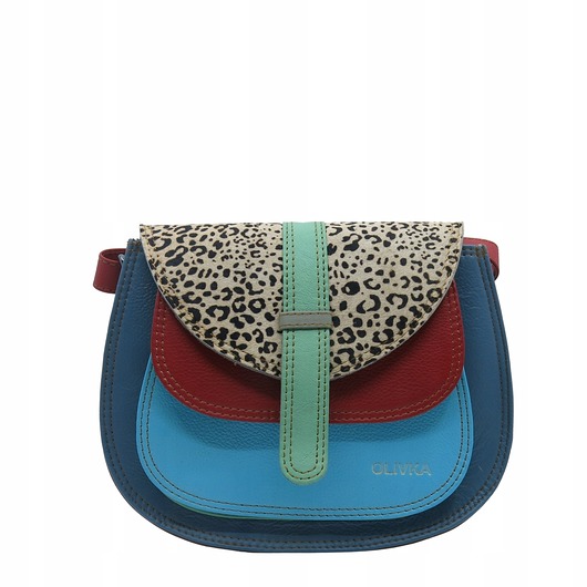 torby na ramię Torebka damska na ramię skórzana pojemna kolorowa ze skrawków eko OLIVKA