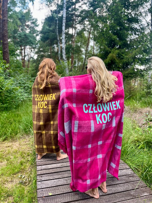 Akcesoria pozostałe CZŁOWIEK KOC różowo-miętowy