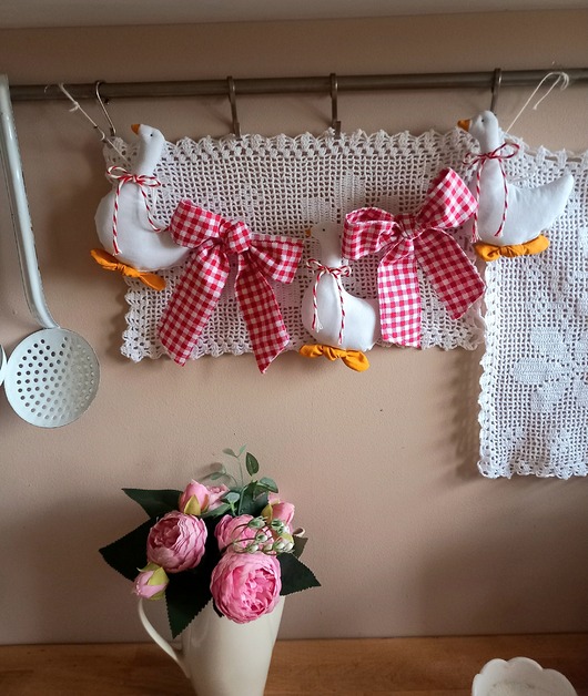 dekoracje świąteczne Girlanda ozdoba świąteczna GĄSKI KOKARDY