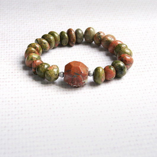 bransoletki z kamieni naturalnych UNIKAT - unakit, ryolit