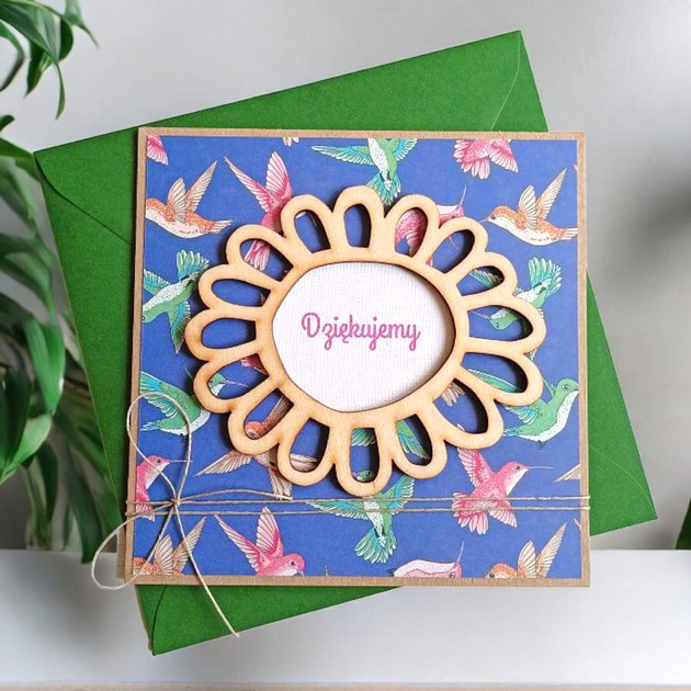 kartki scrapbooking Dziękujemy : PODZIĘKOWANIE : kartka handmade : koliberki