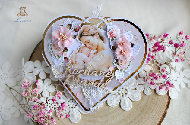 kartki scrapbooking Kartka serce dla Mamy, prezent na Dzień Matki "Heart" GOTOWA