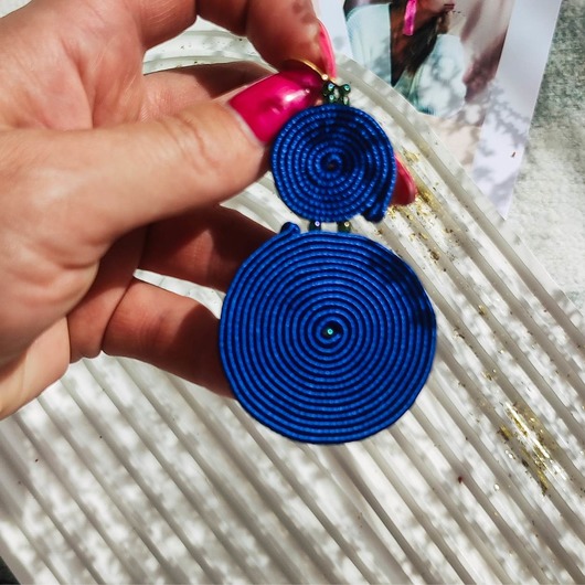 kolczyki soutache Kolczyki granatowe koła bardzo lekkie
