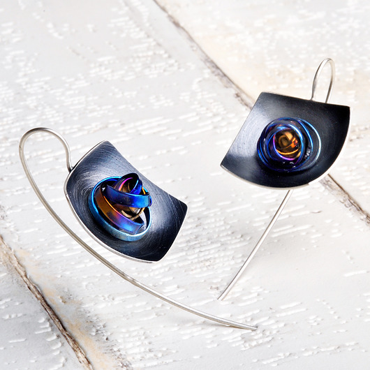 kolczyki wire wrapping Srebrne kolczyki z tytanem TITAN CRUSH