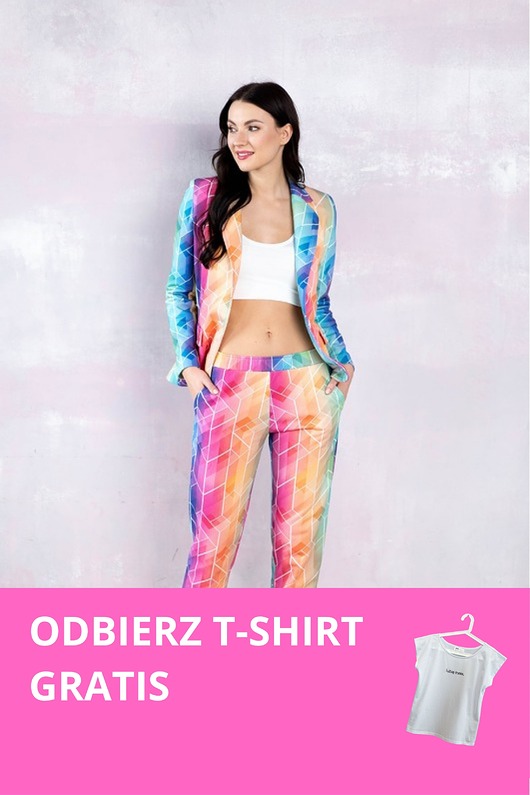 komplety damskie Komplet garnitur damski Vibrant Rainbow wielokolorowa z dresówki GRATIS T-SHIRT