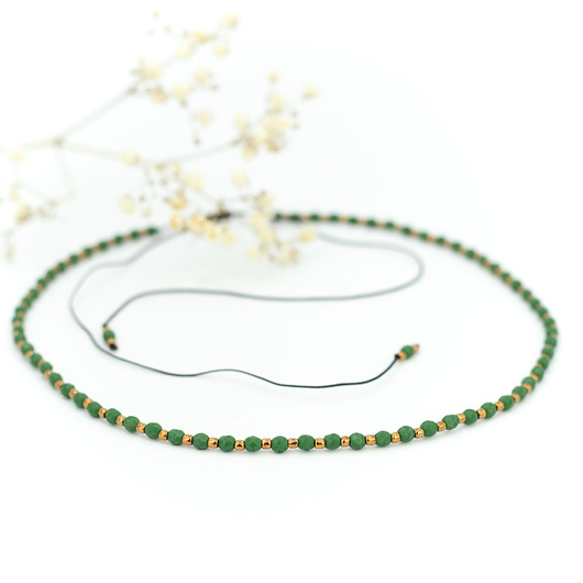 chokery Zielony choker ze szklanych koralików