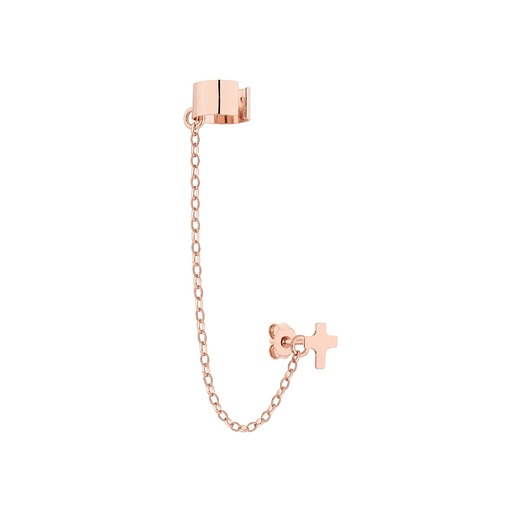 nausznice Nausznica w różowym złocie łańcuszkiem i krzyżykiem