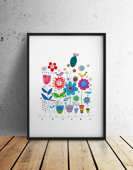  Plakat ilustrowany KWIATY, ilustracja 48x68 71 Prints