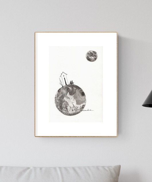 grafika 21X30 cm wykonana ręcznie MiniMalArt