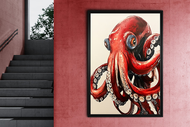 plakaty Czerwona ośmiornica - grafika na plakacie
