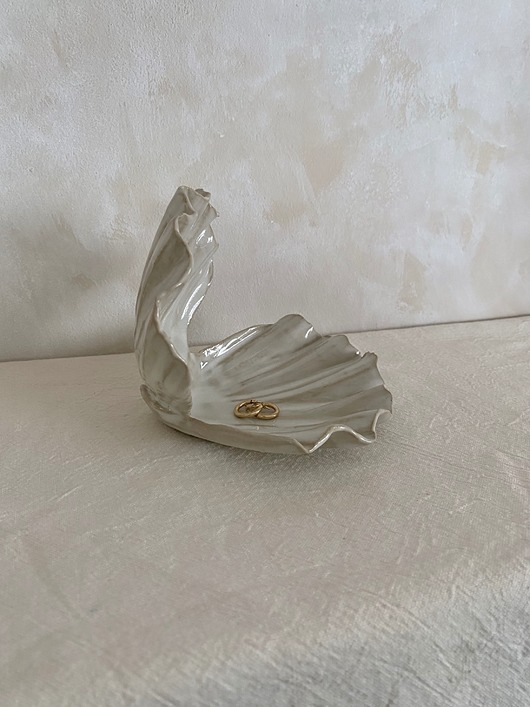 pojemniki na biżuterię Ceramiczna Muszla Muszelka Skarbiec na Biżuterię Perłowy Gołąbek