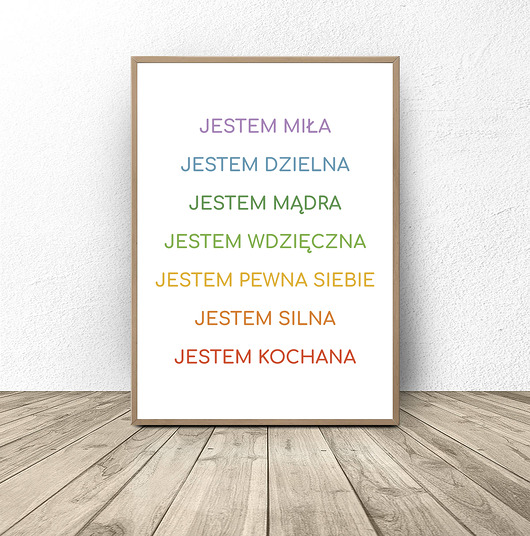 obrazy i plakaty do pokoju dziecięcego Plakat Montessori "Słowa mają moc" dla dziewczynki