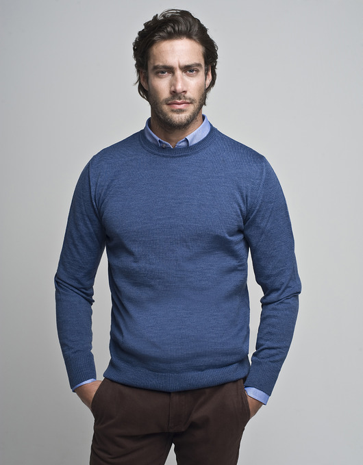 Sweter cabras o-neck niebieski BORGIO