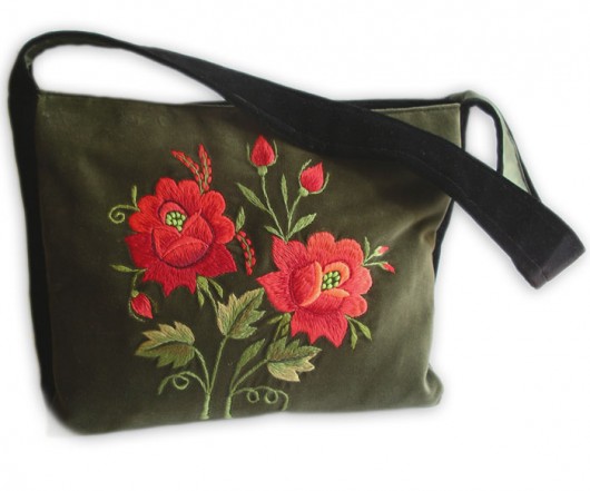 vintage coral ROSE (haft łowicki) na ludowo