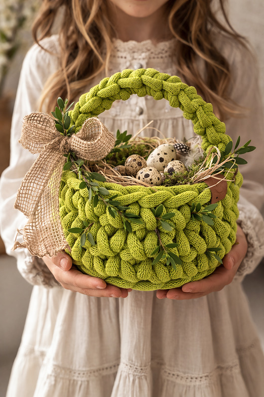 koszyki wielkanocne Koszyk wielkanocny ręcznie tkany z sznurka