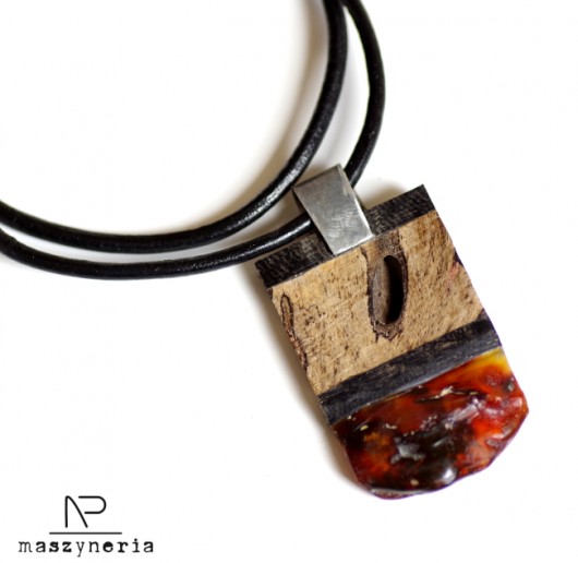 Wood&Amber - Naszyjnik dryfowy Maszyneria