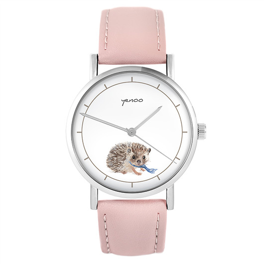 zegarki damskie Zegarek - Jeżyk - różowy, skórzany