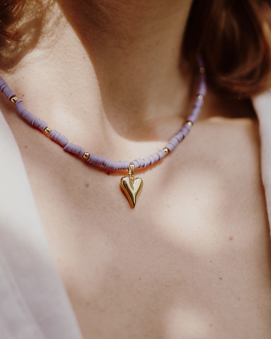 złote naszyjniki Naszyjnik Lila z sercem