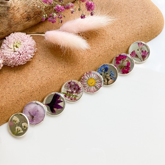 Akcesoria pozostałe Zestaw guzików z prawdziwymi suszonymi kwiatami, guziki handmade